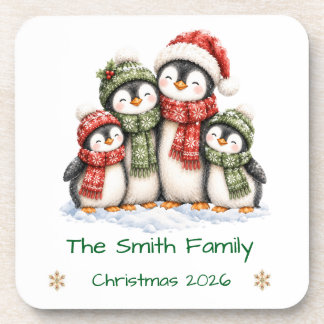 Dessous-de-verre Famille de 4 pingouins mignons pour Noël personnal