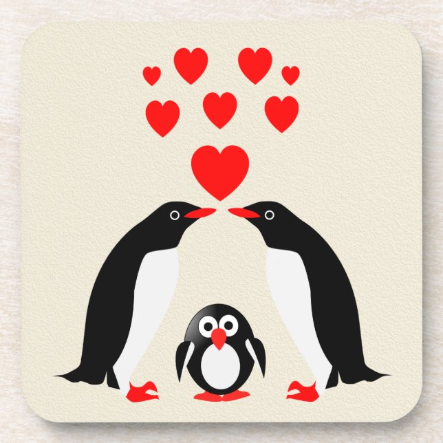 Dessous-de-verre Famille Penguins (Devant)