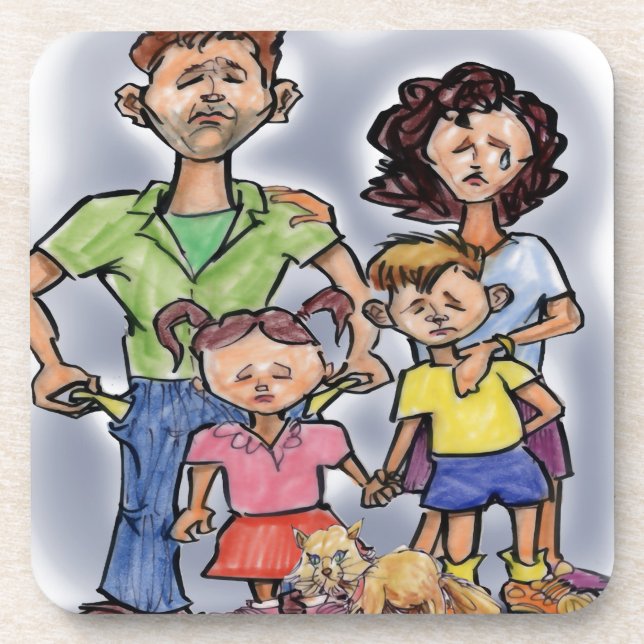 Dessous-de-verre Famille triste (Devant)
