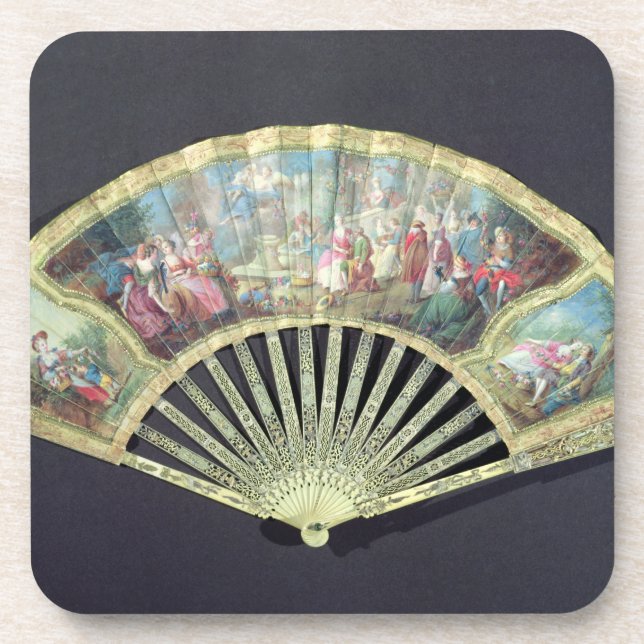 Dessous-de-verre Fan de cour, Français, XVIIIème siècle (ivoire et (Devant)