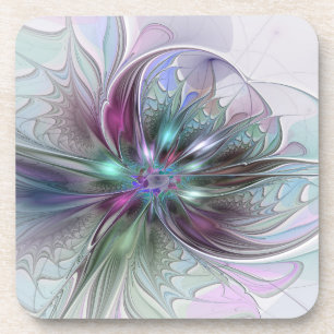Dessous-de-verre Fantaisie Abstraite Moderne Fleur Fractale Colorée