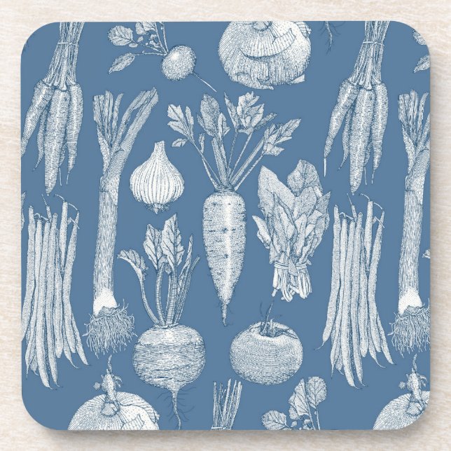 Dessous-de-verre farmer's market vegetables cobalt denim (Devant)