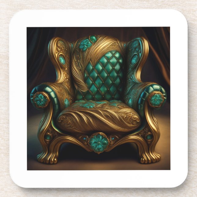 Dessous-de-verre Fauteuil Luxueux Vert Et Or (Devant)