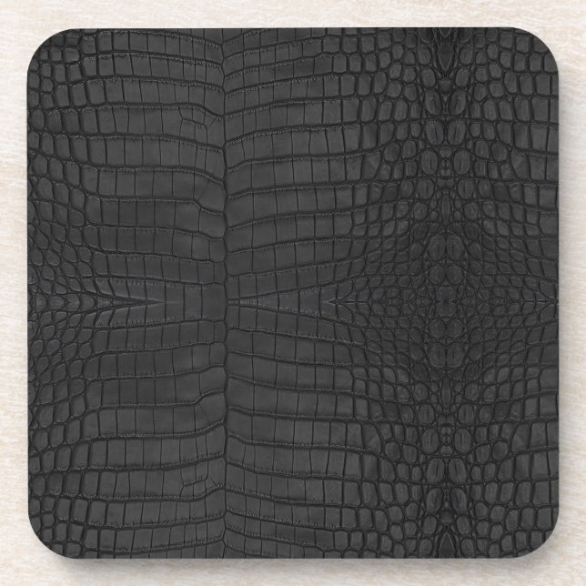 Dessous-de-verre Faux Crocodile noir en cuir Imprimer (Devant)
