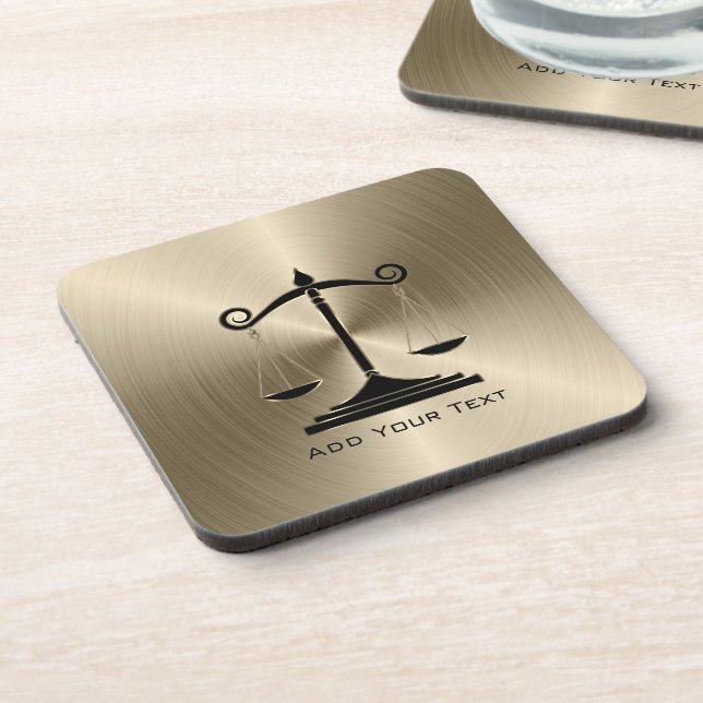 Dessous-de-verre Faux Gold Metallic avec échelles de justice (Côté gauche)