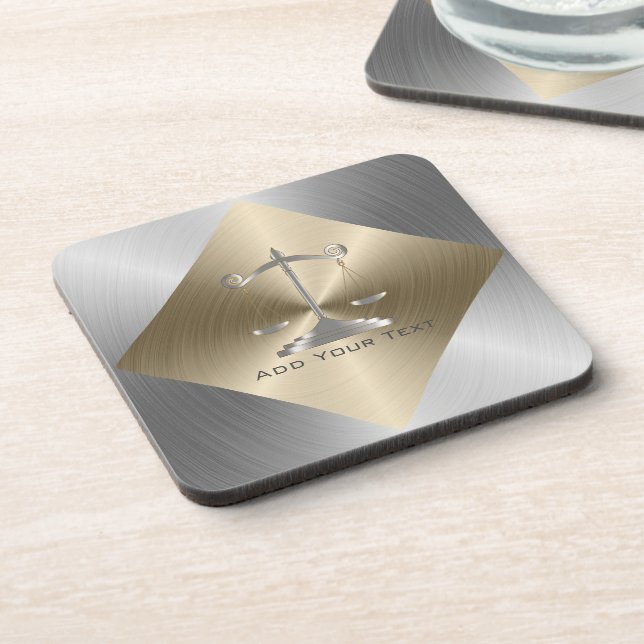 Dessous-de-verre Faux Gold & Silver Metallic avec échelles de justi (Côté gauche)