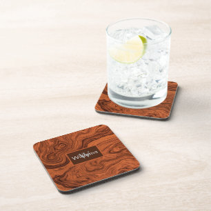 Dessous-de-verre Faux noyer veiné Monogrammé