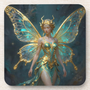 Dessous-de-verre Fée enchantée en or et turquoise