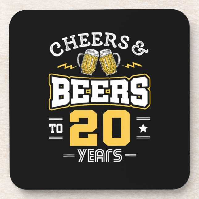 Dessous-de-verre Félicitations Et Bières Anniversaire 20 Ans (Devant)