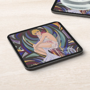 Dessous-de-verre Femme Art Déco Vintage avec Draperies par S. Chomp
