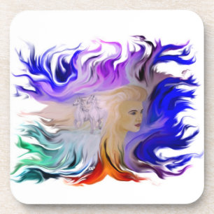 Dessous-de-verre Femme avec cheval