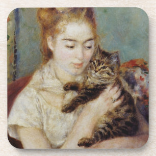 Dessous-de-verre Femme avec un chat par Pierre-Auguste Renoir