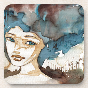 Dessous-de-verre Femme bleue