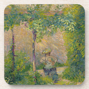 Dessous-de-verre Femme dans le jardin (huile sur la toile)