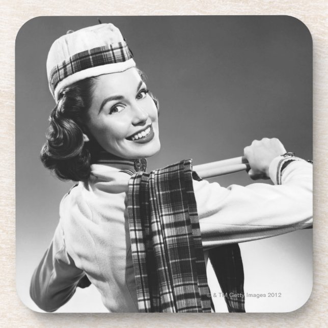 Dessous-de-verre Femme dans un casquette (Devant)
