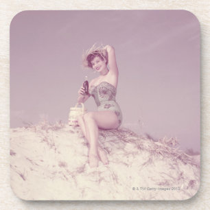 Dessous-de-verre Femme détendant sur la plage