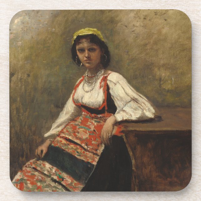 Dessous-de-verre Femme italienne (La Morieri) par Corot (Devant)
