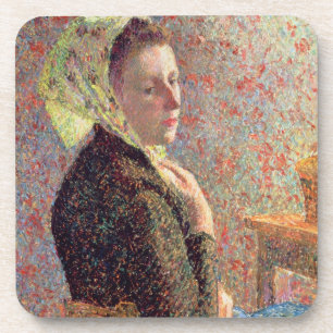 Dessous-de-verre Femme portant un foulard vert, 1893