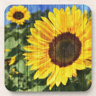 Dessous-de-verre Fence painted de Sunflowers