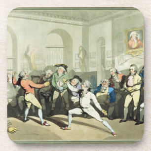 Dessous-de-verre Fencing Academy de M.H Angelo, gravée par Charles