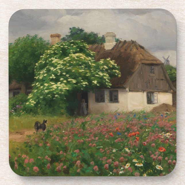 Dessous-de-verre Ferme avec Fleurs de prairie (Devant)