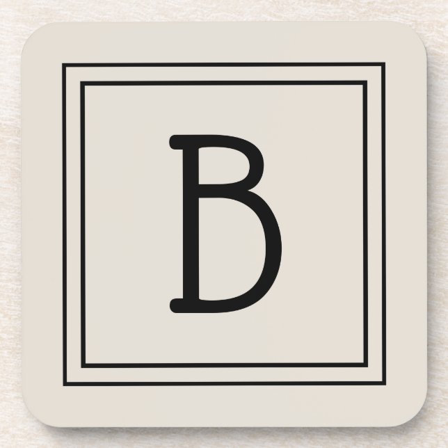 Dessous-de-verre Ferme moderne Monogramme Tan & Noir Initiale (Devant)