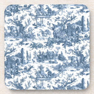 Dessous-de-verre Ferme vintage Rustique Français Toile Bleu & Blanc