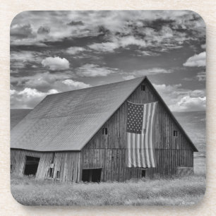 Dessous-de-verre Fermes   BW American Flag Barn Scene