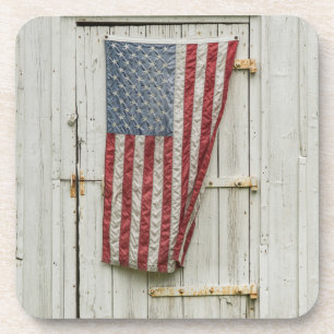 Dessous-de-verre Fermes   Porte Blanche Avec Drapeau Américain