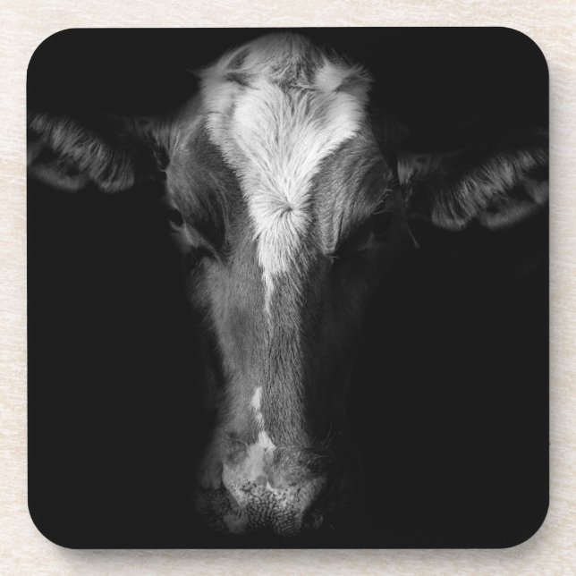 Dessous-de-verre Fermes | Tête de vache B&W (Devant)