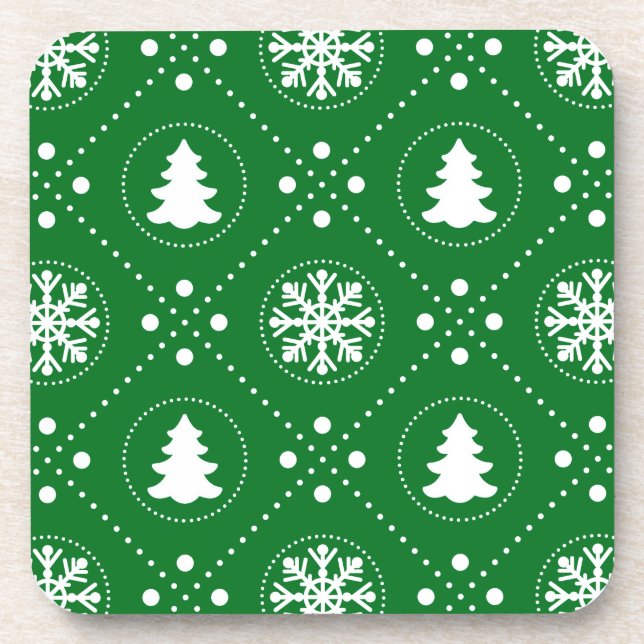 Dessous-de-verre Festin vert blanc Motif de Noël d'hiver (Devant)