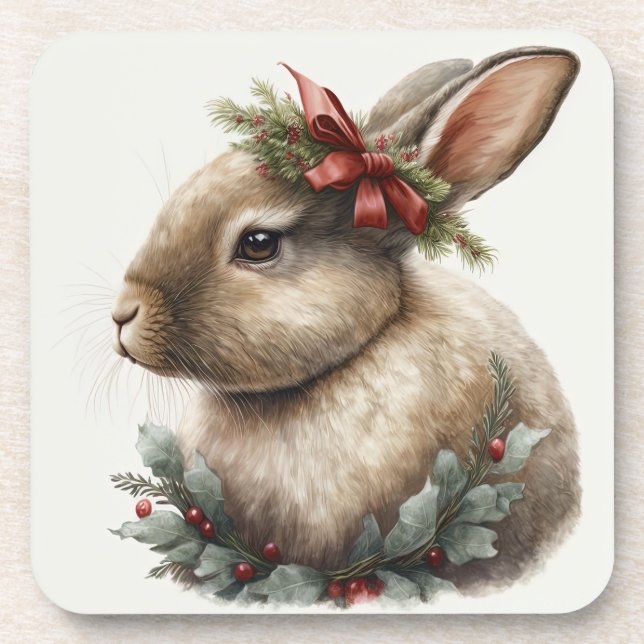 Dessous-de-verre Festive Bunny Vacances d'hiver/Dessous de verre de (Devant)