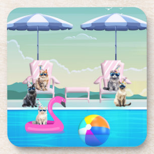 Dessous-de-verre Fête de l'animal dans la piscine