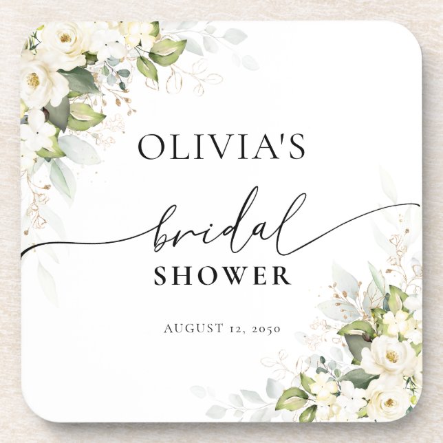 Dessous de verre Fête de mariage Rosiers blancs Ve (Devant)