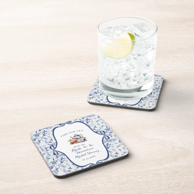 Dessous-de-verre Fête de mariage sur le thème Toile de Jouy Bleue (Côté Droit)