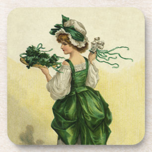 Dessous-de-verre Fête vintage de la St Patrick, Shamrock verte
