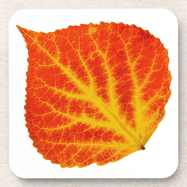 Dessous-de-verre Feuille d'Aspen rouge et jaune #10 (Devant)