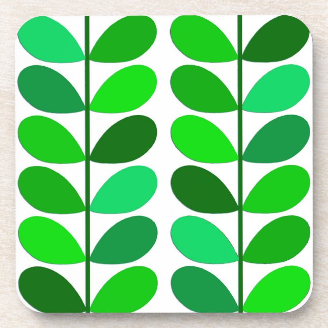 Dessous-de-verre Feuille de la moitié du siècle, émeraude et vert (Devant)
