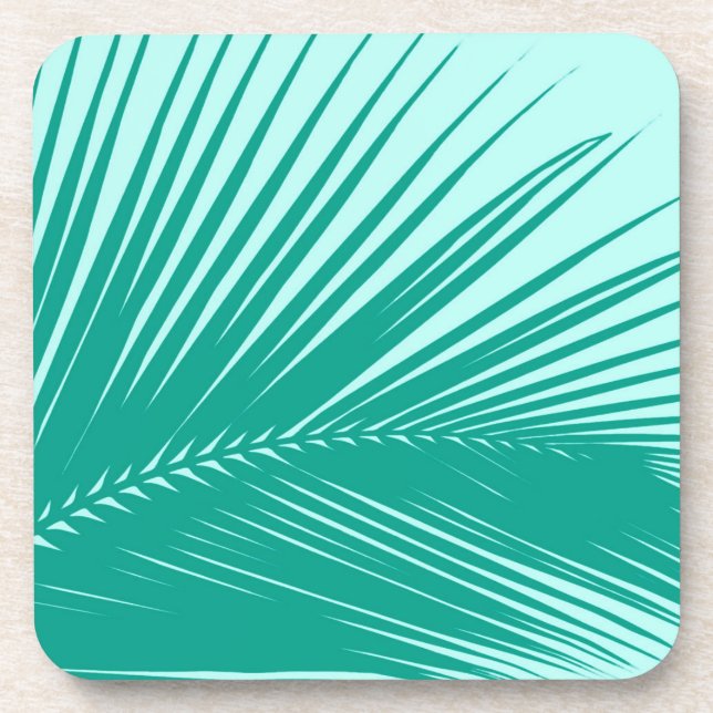 Dessous-de-verre Feuille de palme - Turquoise et aqua (Devant)