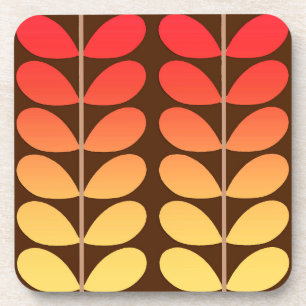 Dessous-de-verre Feuilles danois du milieu du siècle, Brown, orange