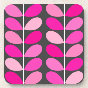 Dessous-de-verre Feuilles danois du milieu du siècle, Fuchsia rose