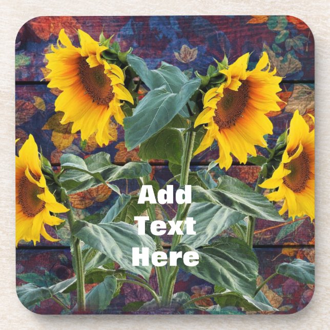 Dessous-de-verre Feuilles d'automne rustiques et tournesols (Devant)