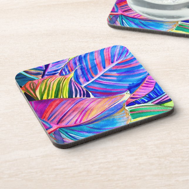 Dessous-de-verre Feuilles de canna tropicale aquarelle (Côté gauche)