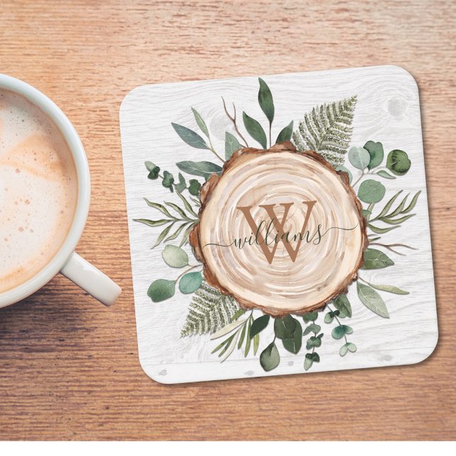 Dessous-de-verre Feuilles de eucalyptus vert Monogram Foliage Bois (In situ)