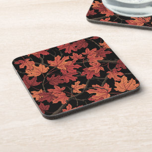 Dessous-de-verre Feuilles de l'érable rouge d'automne sur fond noir