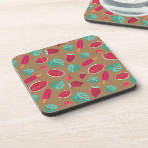 Dessous-de-verre Feuilles de poissonnerie, cerise, fraise et pastè