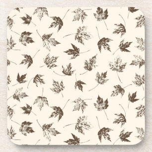 Dessous-de-verre Feuilles d'érable d'automne à la crème - motif san