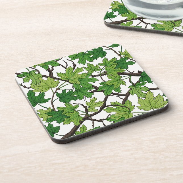 Dessous-de-verre Feuilles d'érable sur fond blanc (Côté gauche)