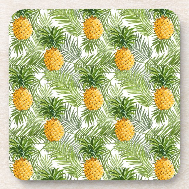 Dessous-de-verre Feuilles et ananas tropicaux (Devant)
