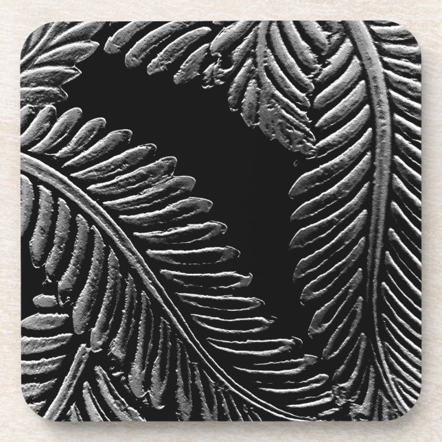 Dessous-de-verre Feuilles noirs et blancs (Devant)